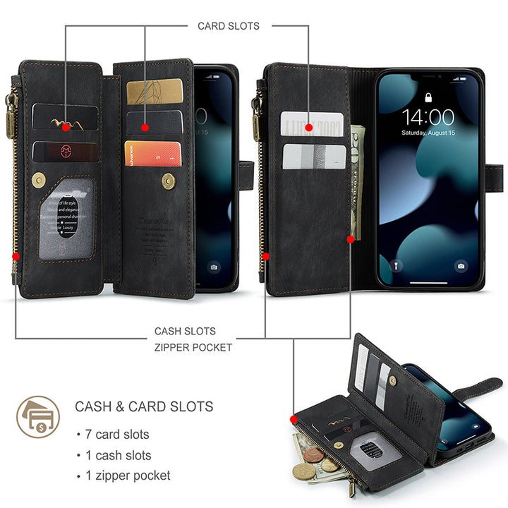Multi-Slot Wallet Case Handyhülle Kompatibel mit iPhone 13 ProMax Pro Mini