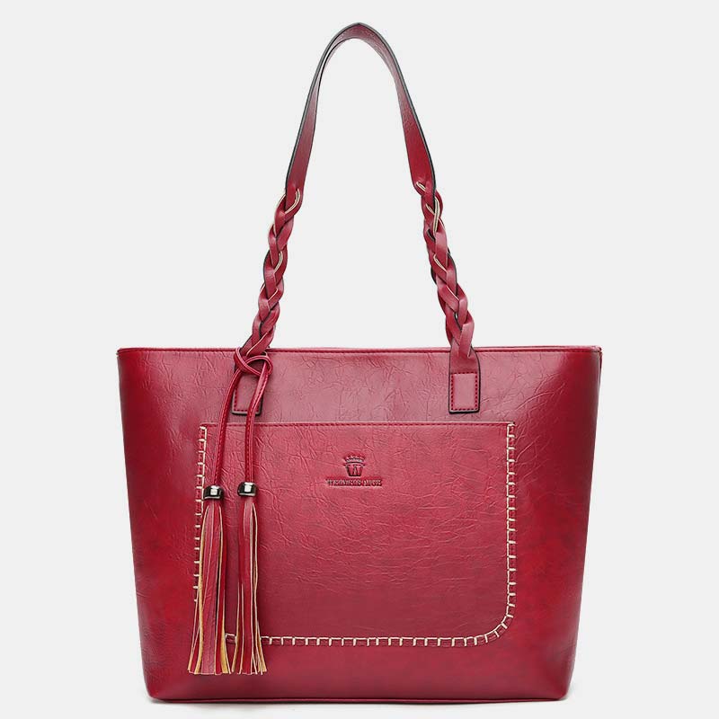 Große Kapazität Business Büro Handtasche Damen weiche PU Quaste Tote Schultertasche