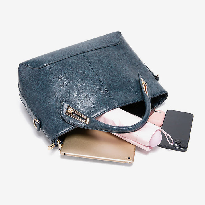 Vintage Tote für Damen Wachs Echtleder Umhängetasche