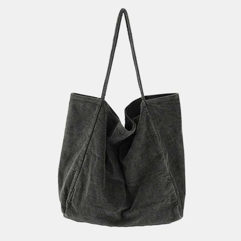 Extra große Cord-Tragetasche, lässige Einkaufstasche, Schulterhandtasche