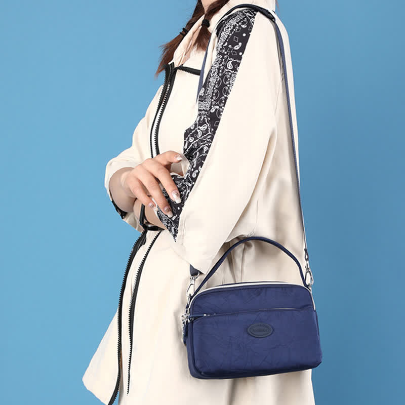 Umhängetasche für Damen, Schultertasche mit Dreifach-Reißverschluss, lässige Nylon-Geldbörse