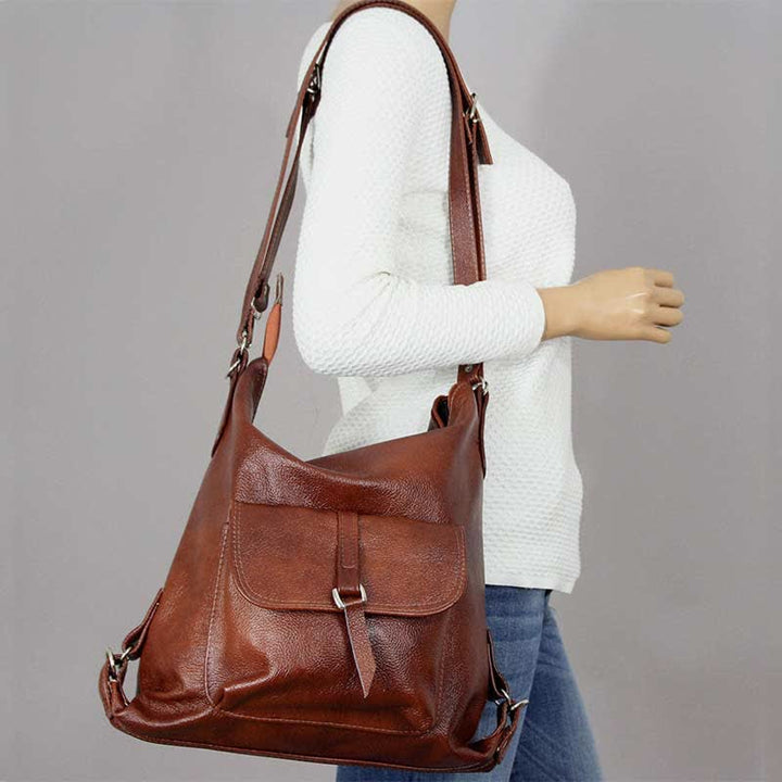 2-in-1-Leder-Tragerucksack, Umhängetasche, Retro-Reise-Tagesrucksack