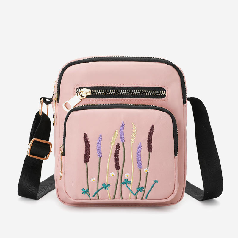 Leichte, wasser- und reißfeste Umhängetasche für Damen mit mehreren Taschen und Stickereien