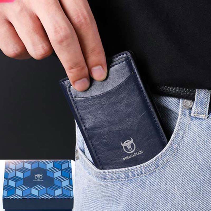 Geldbörse für Herren, minimalistisch, ausziehbar, Kartenhalter aus PU-Leder