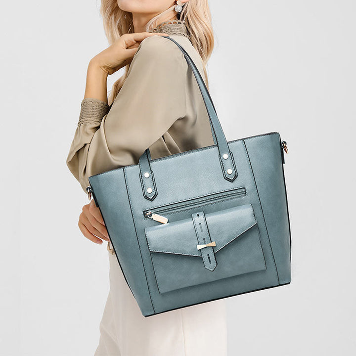 Taschenset für Damen, große Tragetasche, Umhängetasche aus Leder