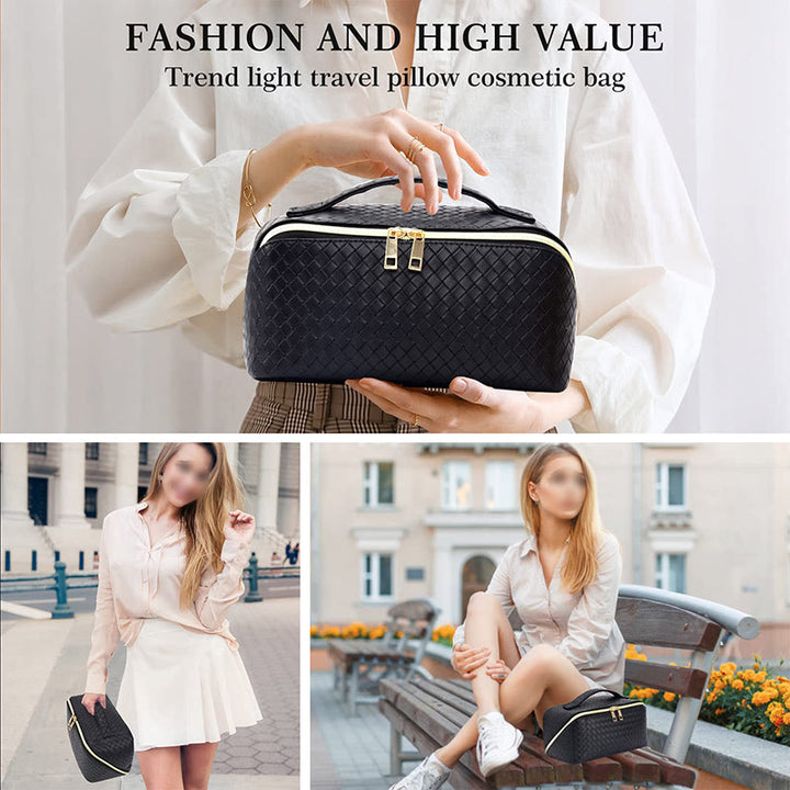 Kosmetiktasche für Damen, Reise, wasserdicht, Make-up-Tasche aus PU-Leder