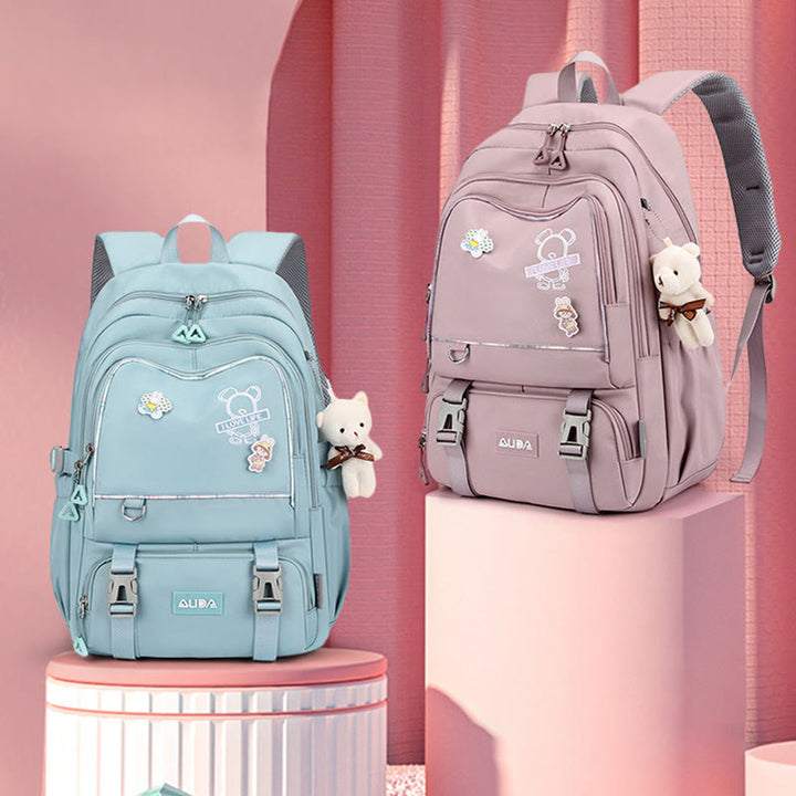 Rucksack für Damen, mehrere Taschen, großes Fassungsvermögen, Polyesterfaser, Schul-Tagesrucksack