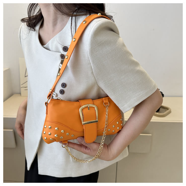 Umhängetasche für Damen, Nieten, Punk, einfarbig, Partytasche