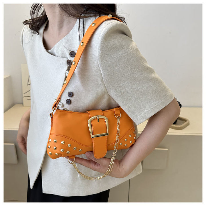 Umhängetasche für Damen, Nieten, Punk, einfarbig, Partytasche