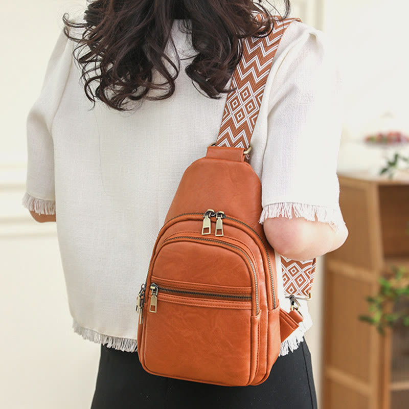 Schultertasche für Damen, breite Riemen, Retro-Umhängetasche aus Leder
