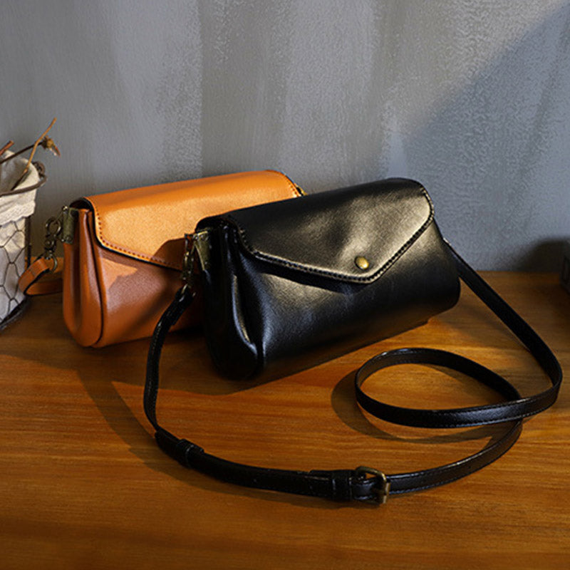 Retro Echtleder Handgemachte Umhängetasche Multi-Slot Schultertasche