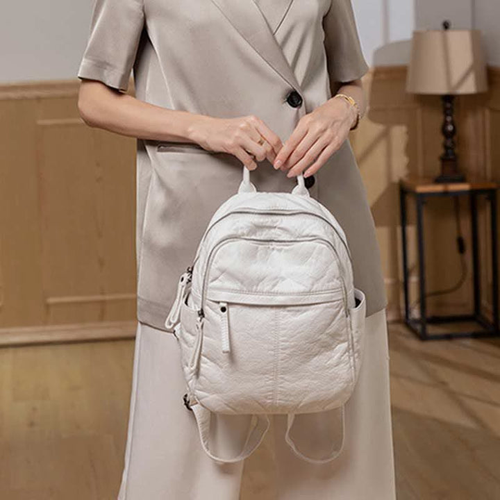 Weicher Lederrucksack für Damen, modischer Designer-Reise-Tagesrucksack für Damen