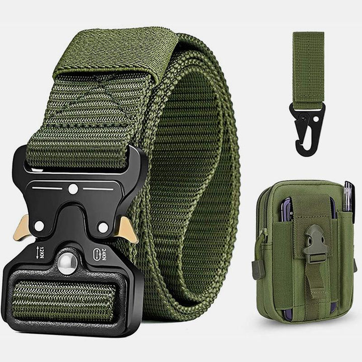 Taktischer Gürtel für Herren, Militärgürtel aus Nylongewebe mit Tasche und Haken