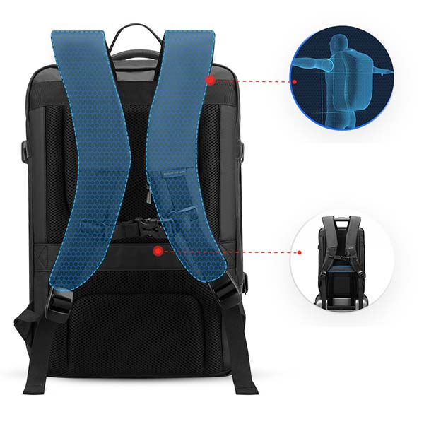 Erweiterbarer, mehrschichtiger, wasserdichter Business-Rucksack mit Uhr