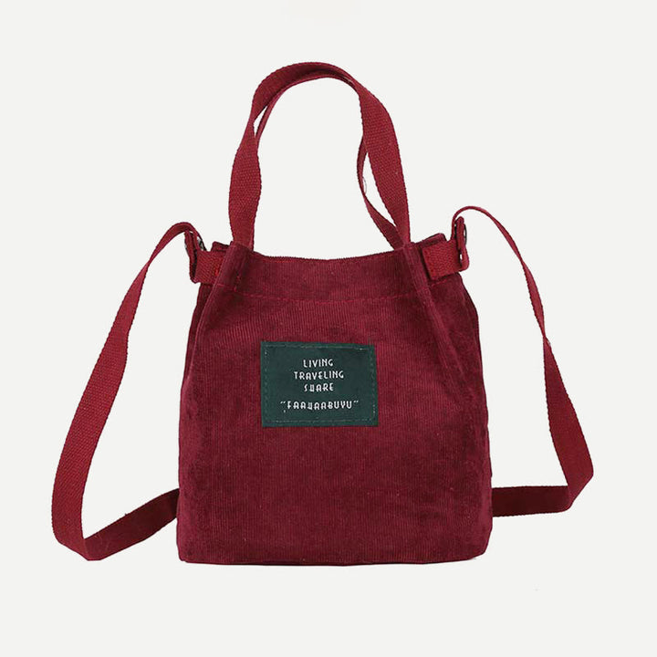 Top-Griff-Tasche für Frauen im Retro-Stil, literarische Cord-Canvas-Handtasche