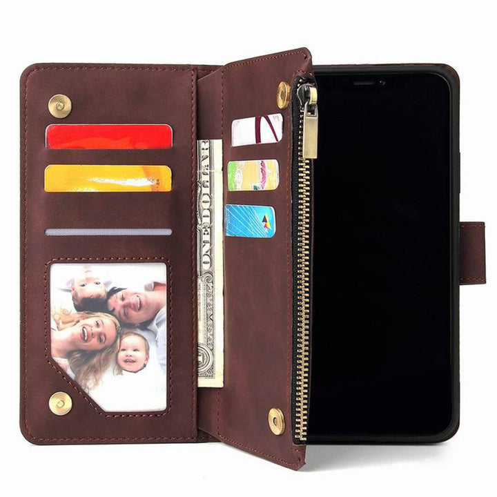 Funktionelle Handyhülle für iPhone Samsung Reißverschluss Brieftasche Hülle Armband Clutch