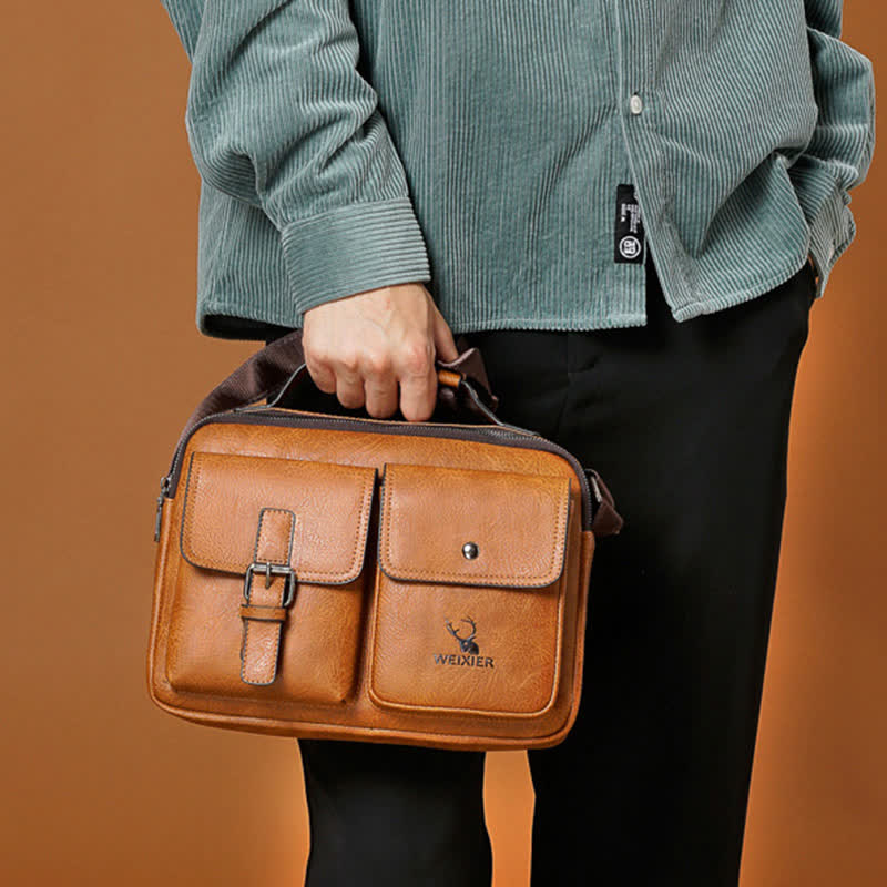 Herren Messenger Bag Wasserdichte Vintage Leder Aktentasche Satchel Umhängetasche