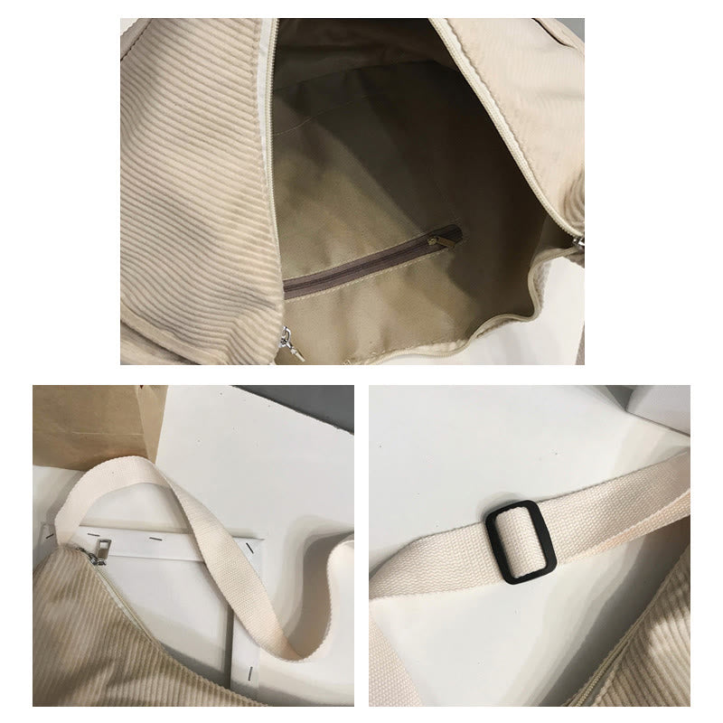 Umhängetasche für Damen, Retro-Coduroy-Patchwork, große Kapazität