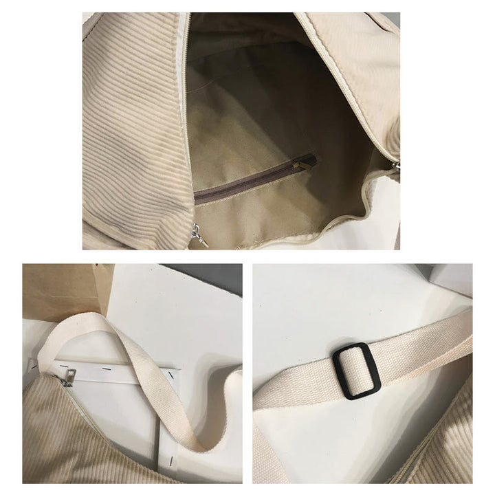Umhängetasche für Damen, Retro-Coduroy-Patchwork, große Kapazität