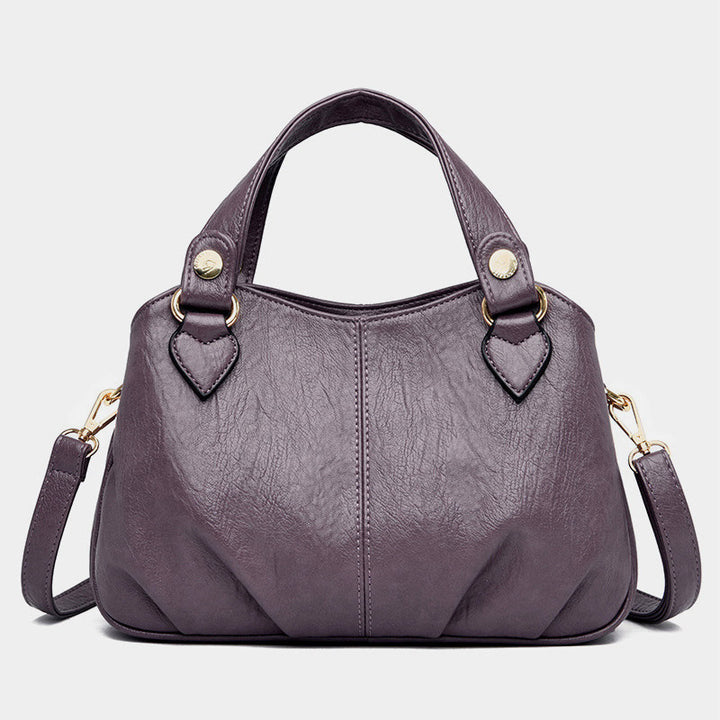 Damen Dreifach-Umhängetasche aus Leder mit Henkel oben, Umhängetasche, Handtasche