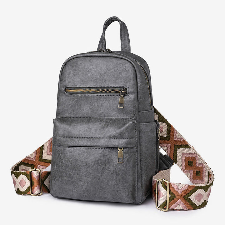 Lederrucksack für Damen, Retro, einfarbig, Mehrzweck-Schultertasche