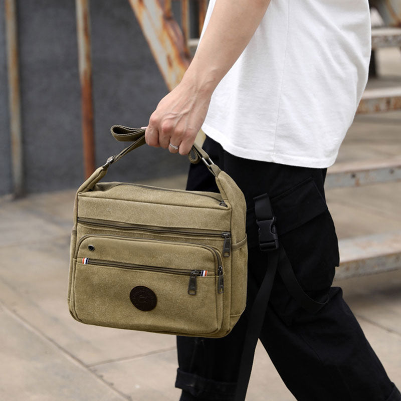 Vintage Messenger Bag aus Canvas mit großem Fassungsvermögen 