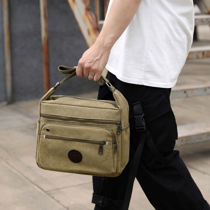 Vintage Messenger Bag aus Canvas mit großem Fassungsvermögen 