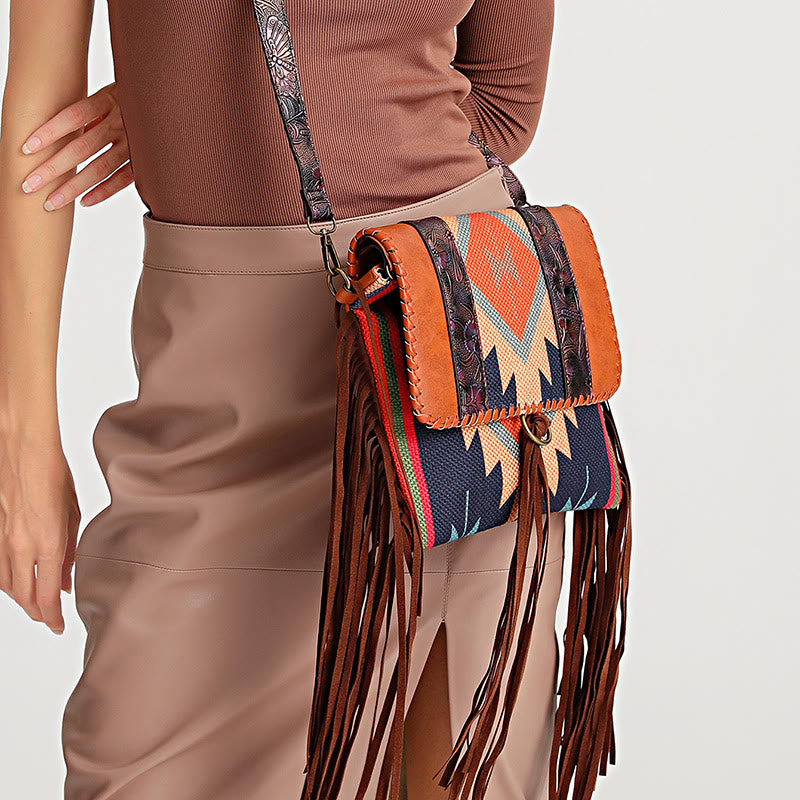 Umhängetasche für Damen, Vintage, Quaste, große Kapazität, Einkaufstasche