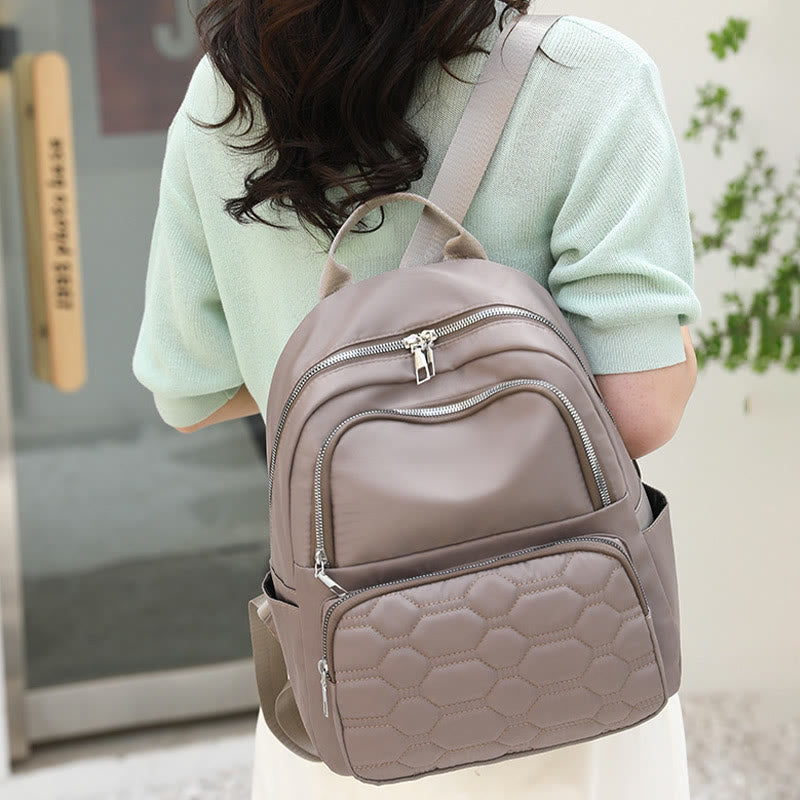 Gesteppter Nylon-Rucksack, stilvoller, einfarbiger Reise-Tagesrucksack für Damen