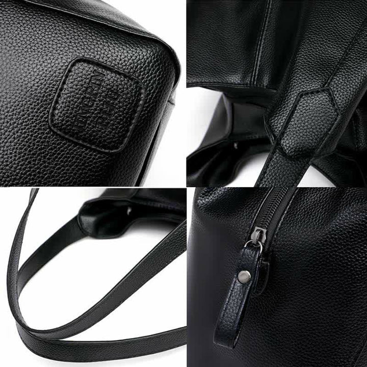 Hobo-Tasche mit drei Fächern für Damen, Schultertasche aus PU-Leder