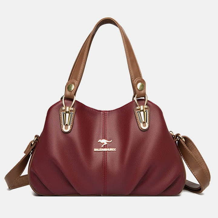 Damen Lederhandtasche mit mehreren Fächern, Umhängetasche, Hobo-Tasche