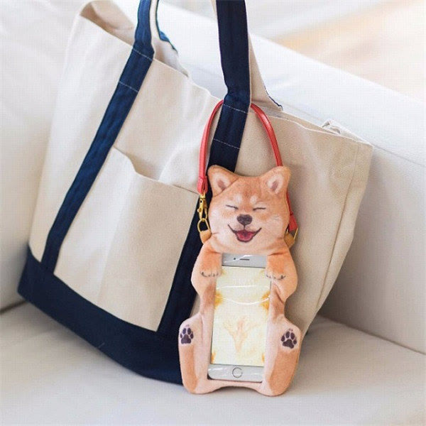 Handytasche für Damen, süßer Shiba Inu, transparenter Touchscreen
