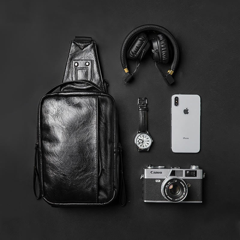 Schultertasche für Herren, Freizeit, Sport, Umhängetasche aus Leder