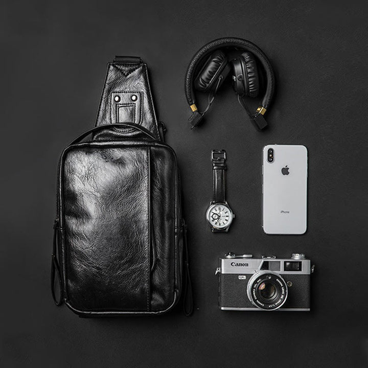 Schultertasche für Herren, Freizeit, Sport, Umhängetasche aus Leder