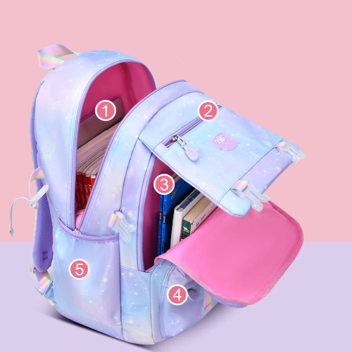 Rucksack für Kinder mit Farbverlauf, leicht, große Kapazität, für den täglichen Gebrauch, Schultasche