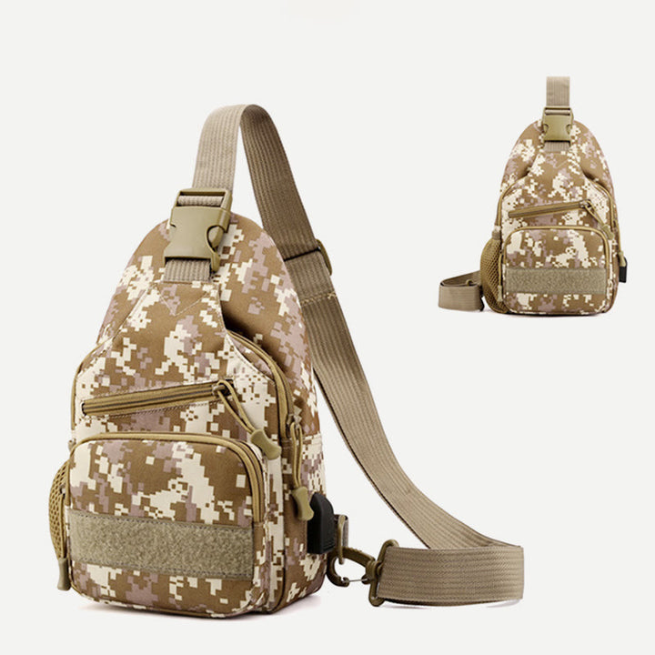 Schultertasche für Herren aus Canvas, lässig, sportlich, große Brusttasche