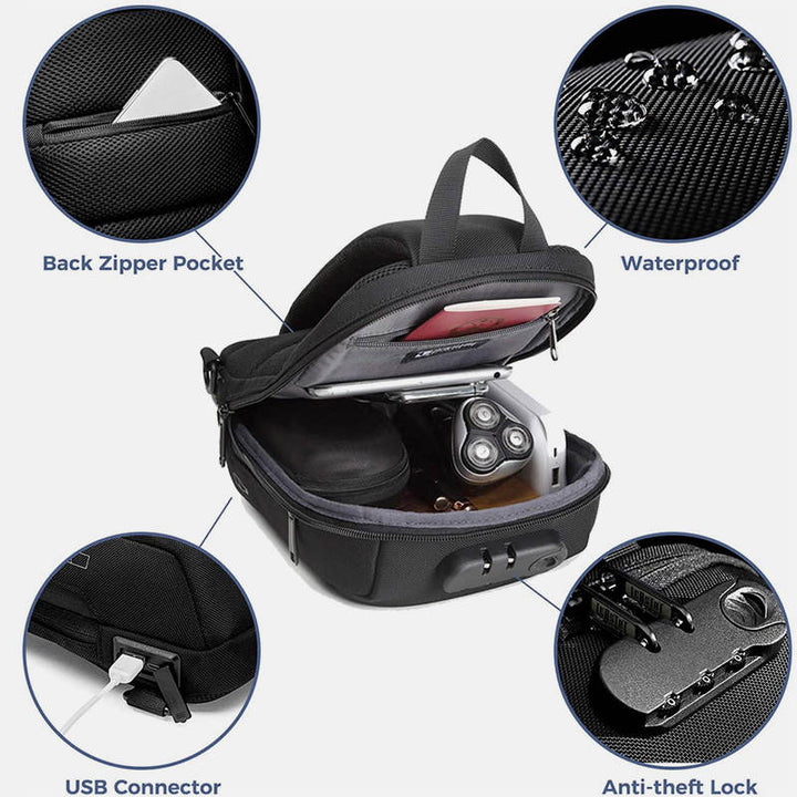 Diebstahlsichere, wasserdichte Brusttasche mit USB-Ladeanschluss