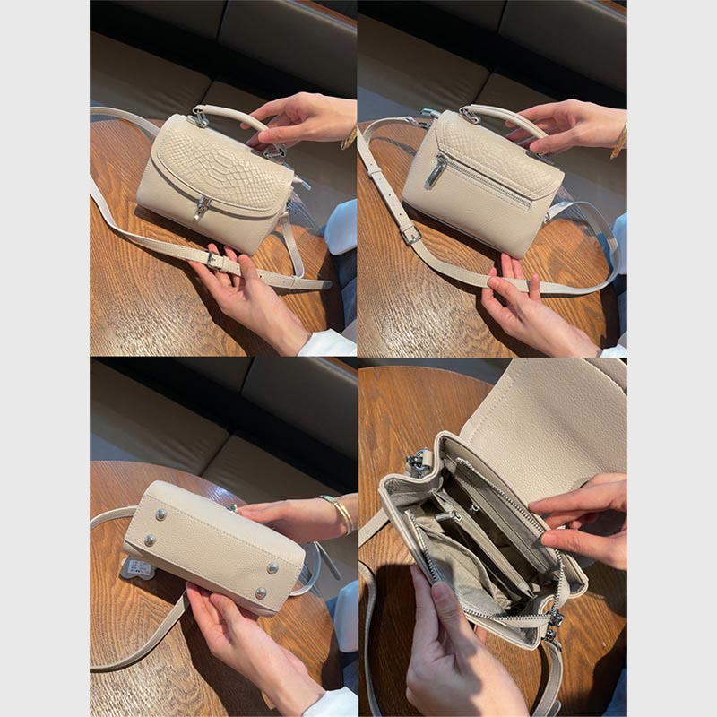 Minimalistische Umhängetasche für Damen, echtes Leder, kleine Schultertasche