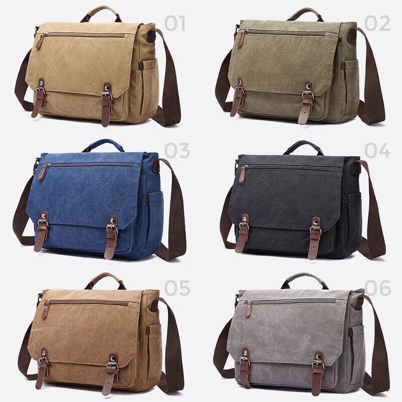 Messenger Bag für Herren, tragbar, großes Fassungsvermögen, Canvas, Business-Aktentasche