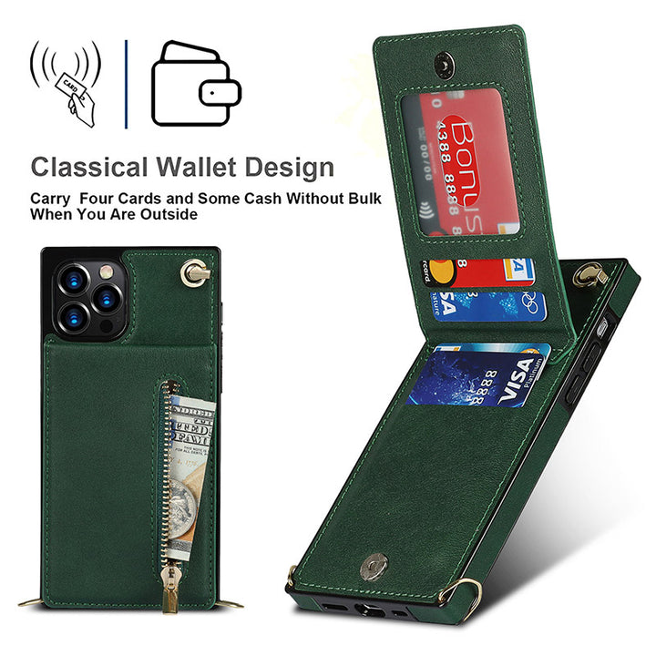 Funktionelle iPhone Samsung Handyhülle Mini Handytasche mit Kartenhalter