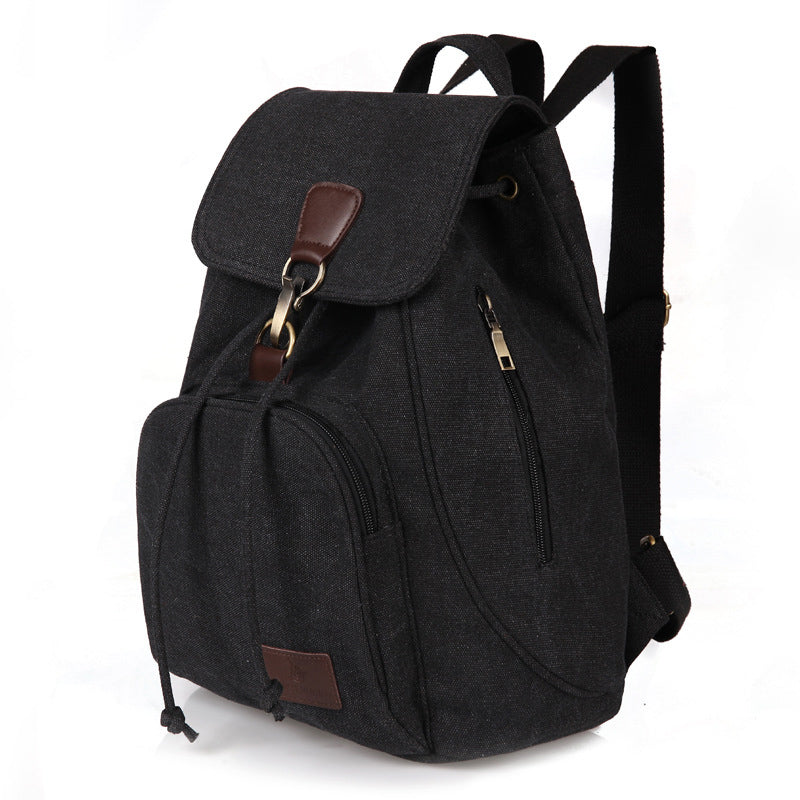 Canvas-Rucksack für Damen und Mädchen, Vintage-Stil, mit Kordelzug, für die Schule, Reisen