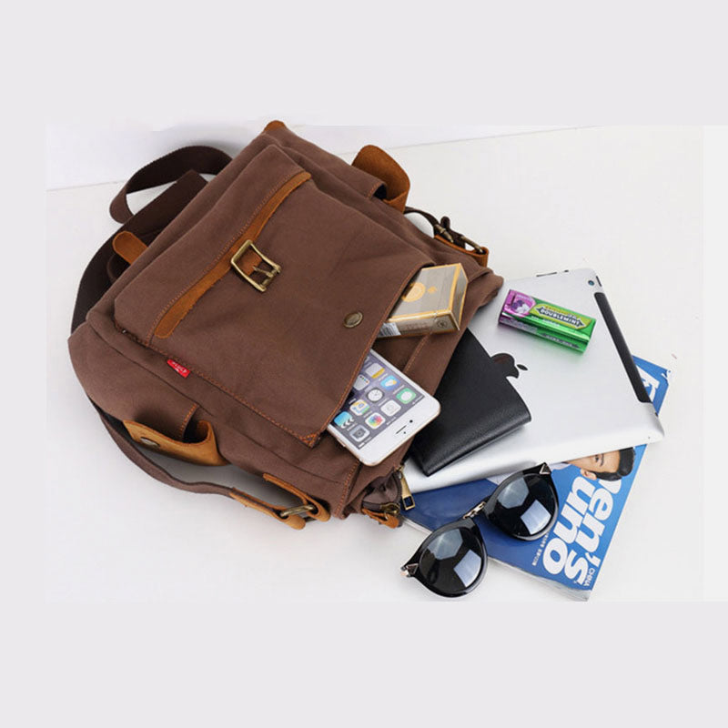 Vintage Messenger Bag aus Canvas mit großem Fassungsvermögen 