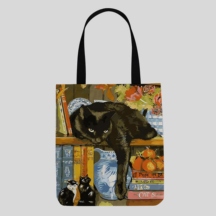 Süße Kätzchen-Tragetasche aus Segeltuch für Damen und Herren, multifunktionale Schultertaschen