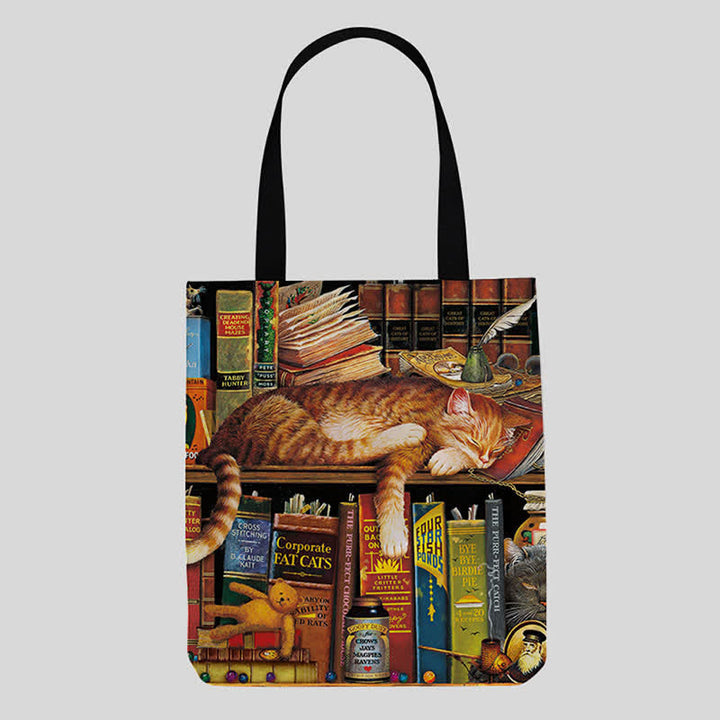 Süße Kätzchen-Tragetasche aus Segeltuch für Damen und Herren, multifunktionale Schultertaschen