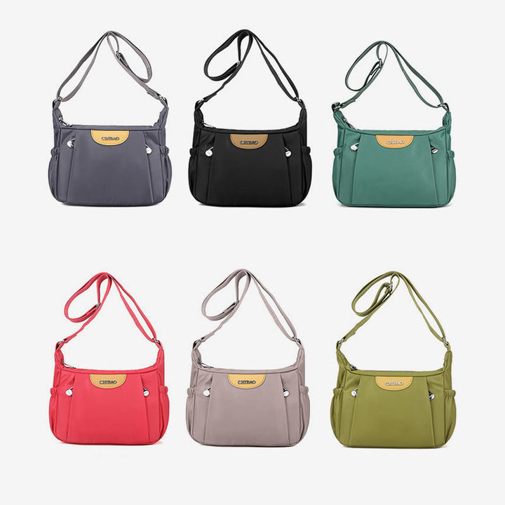 Damen Umhängetasche, minimalistisch, mehrere Taschen, breiter Riemen, Schultertasche