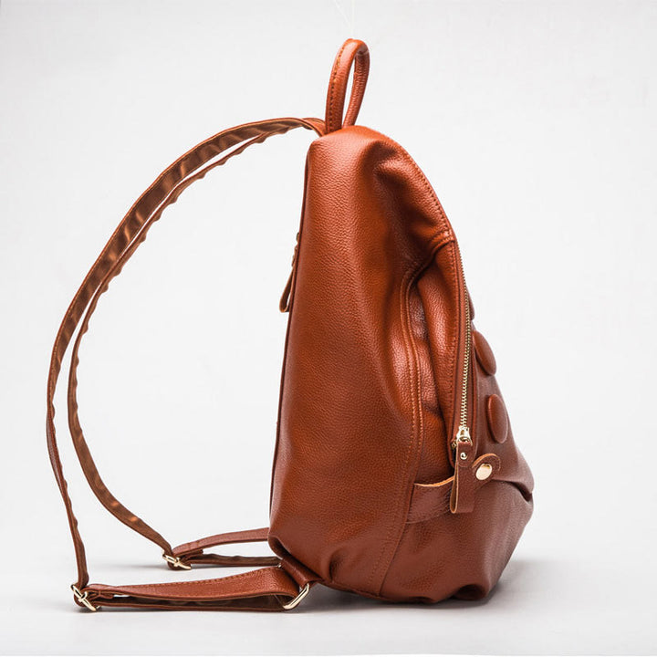 Einfarbiger Lederrucksack für Damen und Jugendliche