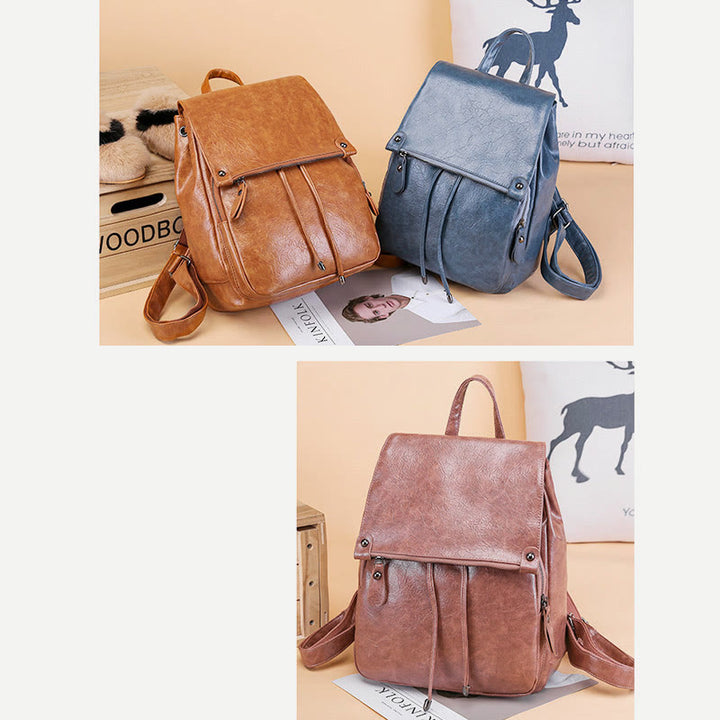 Rucksack für Damen, großes Fassungsvermögen, wasserdicht, Tagesrucksack aus PU-Leder