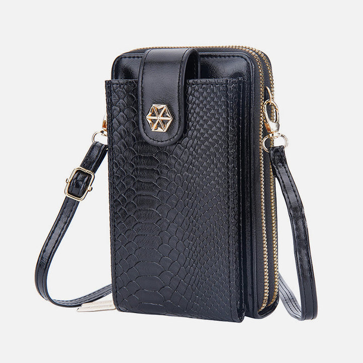 Solide Schlangenhaut-Grain-Telefontasche für Frauen Elegante Crossbody-Geldbörse