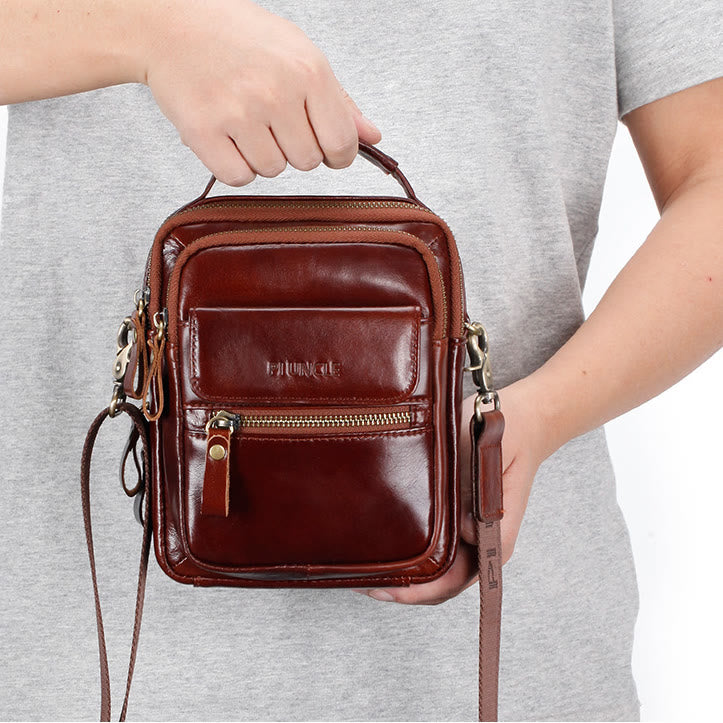 Messenger Bag für Herren, Business, kleine tragbare Umhängetasche aus Leder
