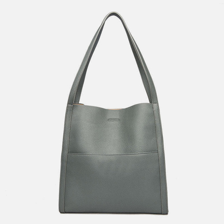 Damen Minimalist Tote Klassische Echtleder Große Unterarmtasche